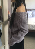 [Muffler set] Weck cable off-shoulder knit set