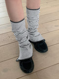 Pearler Stripe Peach Fuzz Slit Long Leg Warmer