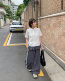 Megle Summer Track Color Matching Nylon Skirt Pants