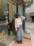 Coran washed denim long skirt