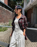 Posi smooth overfit checked shirt