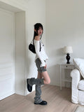 [Leg Warmer Set] Chips Strap Denim Knee Socks Mini Skirt