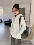Sigyu Flower Lace Shirring Hood Zip-up