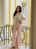 Delia Cotton Wide Banding Denim Pants