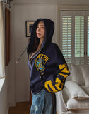 Police Semi-Crop Over Printed Hood Zip-Up