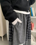 Chekoi Banding Peach Fuzz Check Long Skirt