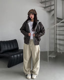 No-pin curved cut cotton balloon pants