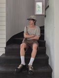 Bonnie Linen Stripe U-Neck Short Sleeve T-Shirt