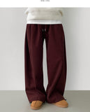 Thick Brushed Chestnut Folding Corduroy Wide Two-Way Banding Pants