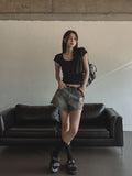 Bohemian Fringed Short Denim Pants