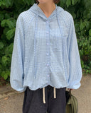 Philmes String Seersucker Check Hood Shirt
