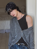 Via See-through Knit Hood Zip-up