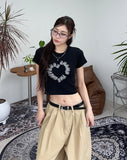 Harni Boucle Embroidery Crop Tee