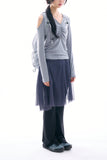 Teen open shoulder shirring hood top