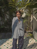 Gauze Stripe Cotton Over Shirt