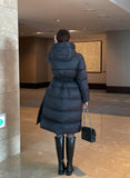 [Duck Down100%] Meju Side Button Hood Long Padding (Belt Set)