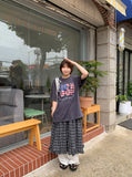 Sarin Check Frill Banding Long Skirt