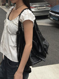 Terran Zipper Two Way Leather Big Shoulder Bag