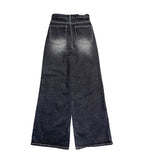 Oolong Black Washed Denim Wide Pants