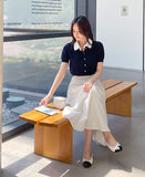 Even Banding Flare Long Skirt