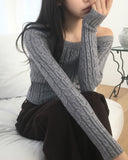Linko cable slim fit off-shoulder knit