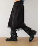 SATIN LACE MIDI SKIRT