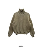 Basic Over Fit High-Neck Half Zip-Up Knit