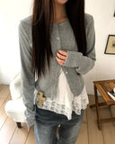 Mien Round Button Long Sleeve Cardigan