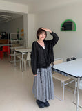 Futero Check Frill Banding Long Skirt