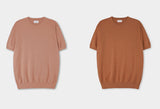 Muscle fit linen short sleeve knitwear