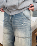 Clue pintuck wide denim pants