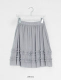 Rie Layered Banding Mesh Midi Skirt