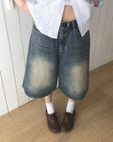 Tout Washed Wide Denim Bermuda Pants