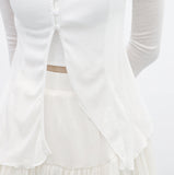 (1+1) Shanin unbalanced cardigan + frill skirt set