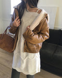 Hittite Suede Stitch Tote Shoulder Bag