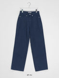 Oscar Color Cotton Herringbone Semi-Wide Pants