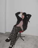 Maku checkered pocket long wide pants