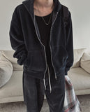 Robbins Velvet Corduroy Hooded Zip-Up