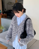 Rotem Hairy Mix Color Knit Cardigan