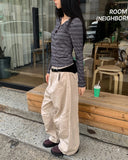 Foil-cut pintuck cotton balloon pants