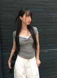 Plen Shirring RIb Slim Crop Short Sleeve T-shirt