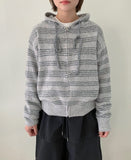 Feltenden Stripe Knit Hood Zip-Up Cardigan