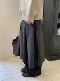 Fiden Wool Pleats Banding Dot Long Skirt