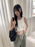 Hino Balletcore Eyelet Ribbon Cropped Sleeveless