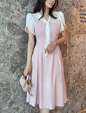 Michelle Tie Color Matching Tulip Flare Long One Piece