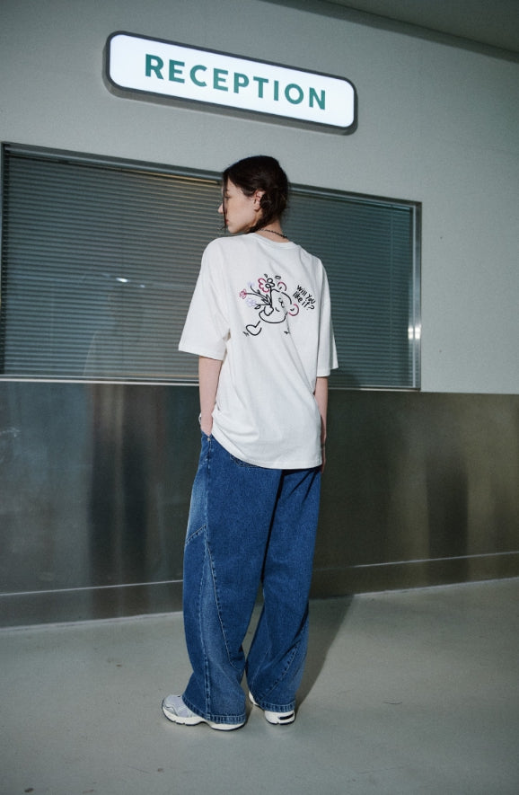 【CPGN STUDIO】blooming bear Embroidery Short Sleeve T-shirt CPGN STUDIO (コンパーニョ) - ブルーミングベア刺繍半袖Tシャツ
