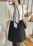 [Scarf set] Celyz Dot Tie Puff Short Sleeve Knit