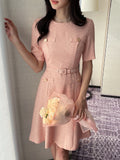 Louin Tweed Belted Mini One Piece