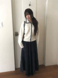 Tack Color Matching Collar Wool Knit Cardigan