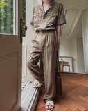 Saffy Adjust Linen Wide Slacks